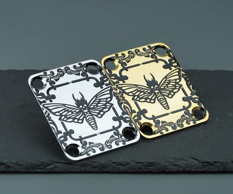 guyker Guitar Neck Plate, 4-Holes Stainless Steel Electric Guitar Bass Neck Joint Plate NeckPlate Replacement Part (GN002, Gold) - Image 4